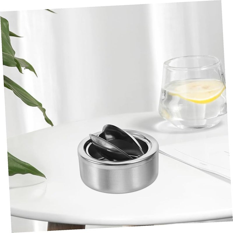 مطفأة سجائر مقاومة للرياح من الفولاذ المقاوم للصدأ مع غطاء، بسعة كبيرة للاستخدام الداخلي والخارجي - Image 4